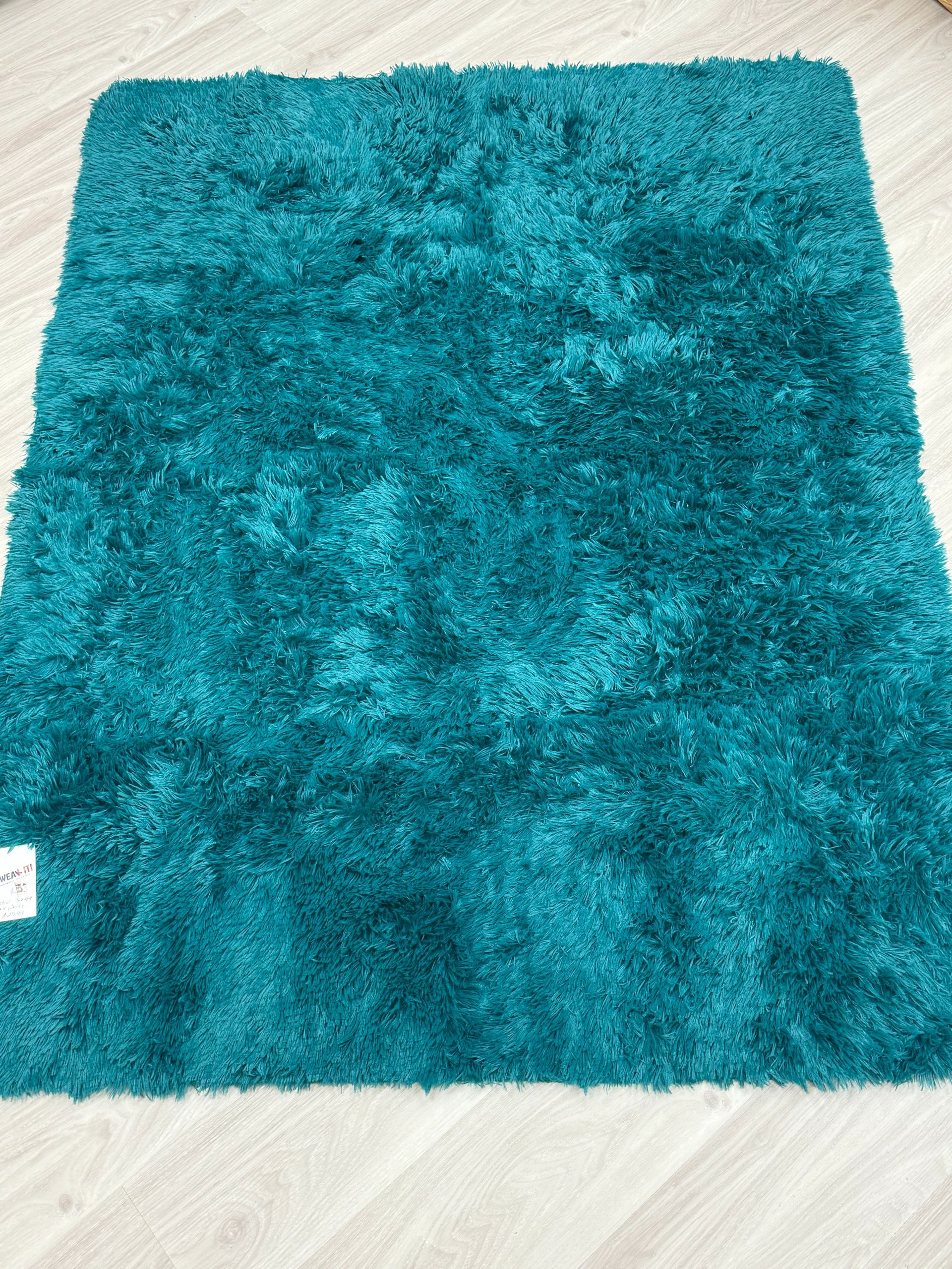 IMG_0001.jpg Amearea Blue and Green Shag Area Rug 4' x 5' - Image 1