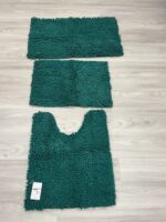 Striped Deep Green Bathroom Rug Set 3 Pieces