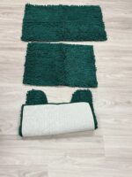 Striped Deep Green Bathroom Rug Set 3 Pieces - Image 4