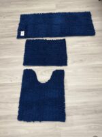 ACCUMTEK Upgrade Extra Large Navy Blue Bathroom Rug Set 3 Pieces