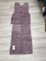 ACCUMTEK Striped Lavender Bathroom Rug Set 3 Pieces