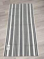 LEEVAN Black and White Striped Outdoor Rug Runner