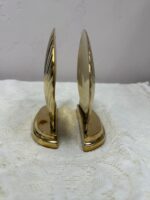 SOLID BRASS VINTAGE SEA SHELL BOOK ENDS x 2 - Image 3
