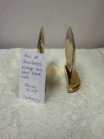 SOLID BRASS VINTAGE SEA SHELL BOOK ENDS x 2 - Image 5
