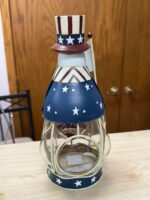 TIN UNCLE SAM PATRIOTIC VOTIVE CANDLE HOLDER WITH AMERICAN FLAG - Image 2