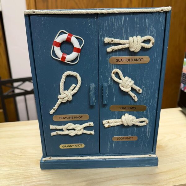 BLUE NAUTICAL BOX/CABINET BY WORLD BAZAARS - BLUE, SAILOR KNOTS