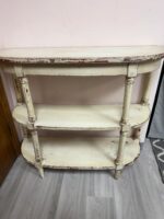 ANTIQUE STYLE WHITE/BURGUNDY ENTRY WAY TABLE