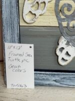 FRAMED BEACH TURTLE PICTURE/SILVER INSET DESIGN WITH WHITE/TIEL/BLUE SEA COLORS - Image 4