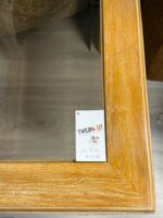 END TABLES - LIGHT BROWN WOOD/GLASS TOPS/PEACOCK STYLE PRINTON CORNERS - Image 4