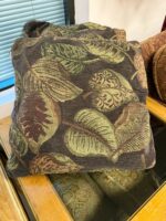 19" SQUARE THROW PILLOWS - SET OF 2 - BROWN WITH BROWN/TAN/GREEN LEAF DESIGN