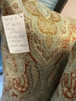 22" SQUARE THROW PILLOWS - SET OF 3 - PAISLEY PRINT VINTAGE -PIER I BRAND - Image 6