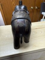 LARGE BROWN "INIDA" ELEPHANT WITH TRUNK UP AND BLANKET DESIGN OVER BACK - Image 4