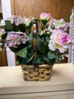 SILK FLOWERS/BASKET