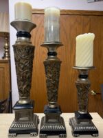 SET OF 3 CANDLE HOLDERS/BROWNS/BRONZE - Image 4