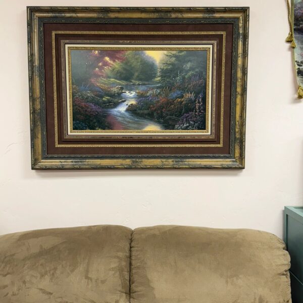 "SECRET CREEK" BY DERK HANSEN - RUSHING STREAM, FLOWERS, TREES