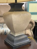 2 LARGE BEAUTIFUL CONCRETE LAMPS WITH SHADES - 1 SHADE COULD USE REPLACEMENT - Image 5