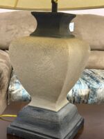 2 LARGE BEAUTIFUL CONCRETE LAMPS WITH SHADES - 1 SHADE COULD USE REPLACEMENT - Image 6