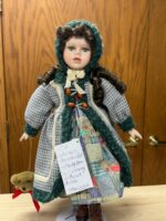 17"H COLLECTORS PORCELAIN DOLL WITH TEDDY BEAR - Image 6