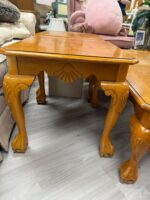 USED 3 PIECE SET - 1 COFFEE TABLE- 2 END TABLES SEASHELL DESIGN ON LEGS - Image 4