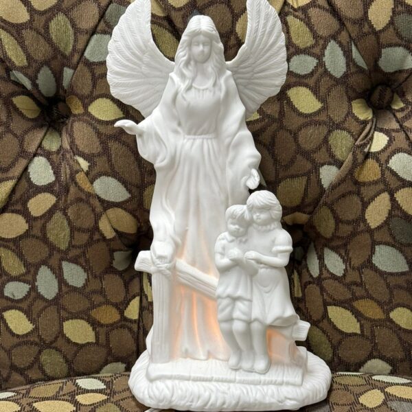 WHITE PORCELAIN GUARDIAN ANGEL NIGHTLIGHT
