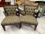 ASHLEYS FURNITURE PATTERN CHAIR- LARGE/COMFY/UNIQUE - BROWN/GREEN/YELLOW LEAF PATTERN