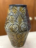 10" H METAL GREEN/BROWN/YELLOW TABLE VASE - Image 2