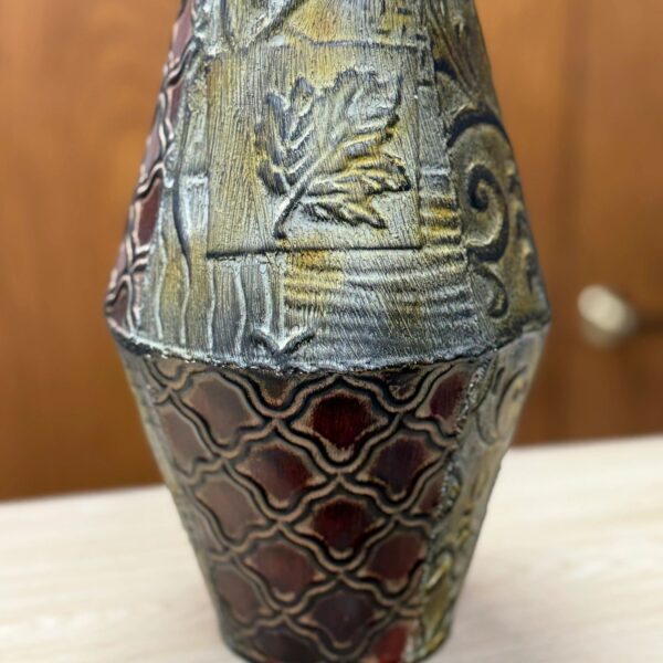 10" H METAL GREEN/BROWN/YELLOW TABLE VASE