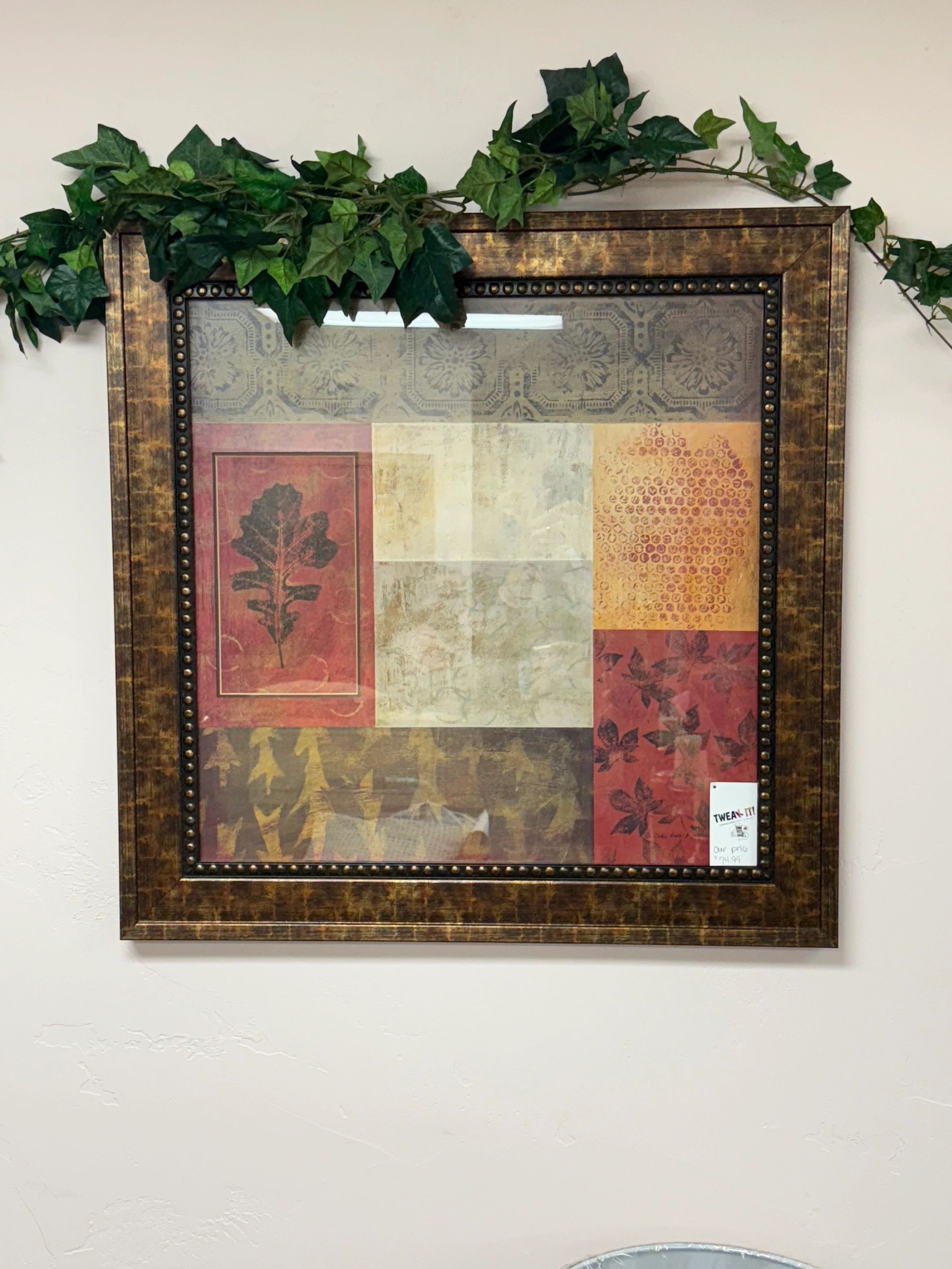 IMG_1637.jpeg 30" SQUARED PICTURE - LEAVES - FALL COLORS - BRONZE FRAME - Image 1