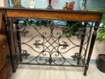 ENTRY WAY TABLE - BROWN WOOD AND WROUGHT IRON - Image 2