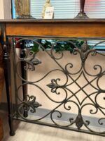ENTRY WAY TABLE - BROWN WOOD AND WROUGHT IRON - Image 3