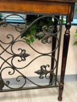 ENTRY WAY TABLE - BROWN WOOD AND WROUGHT IRON - Image 4