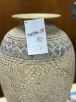 14.5" H HAND CARVED TERRACOTTA URN STYLE VASE - HEAVY - Image 3