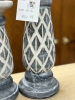 2 PIECE SET OF CERAMIC DIAMOND PATTERN USED - GREY AND WHITE - Image 2