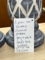 2 PIECE SET OF CERAMIC DIAMOND PATTERN USED - GREY AND WHITE - Image 4