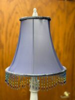 25.5"H BEAUTIFUL CUSTOM VICTORIAN DISTRESSED GREY TABLE LAMP WITH PURPLE BEADED SHADE - Image 6