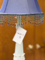 25.5"H BEAUTIFUL CUSTOM VICTORIAN DISTRESSED GREY TABLE LAMP WITH PURPLE BEADED SHADE - Image 5