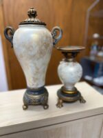 FAKE URN AND CANDLE HOLDER DECORATION - SET - USED