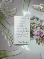 10" ROUND ANTIQUE GERMAN PORCELAIN SERVING BOWL - FLOWERS HYDRANGAS/ROSES INLAID WITH GOLD TRIM - Image 5