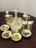 TABLETOPS UNLIMITED CERAMIC CONDIMENT SET - 9 PIECES - REPAIRED HANDLE - Image 2
