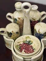 TABLETOPS UNLIMITED CERAMIC CONDIMENT SET - 9 PIECES - REPAIRED HANDLE - Image 3