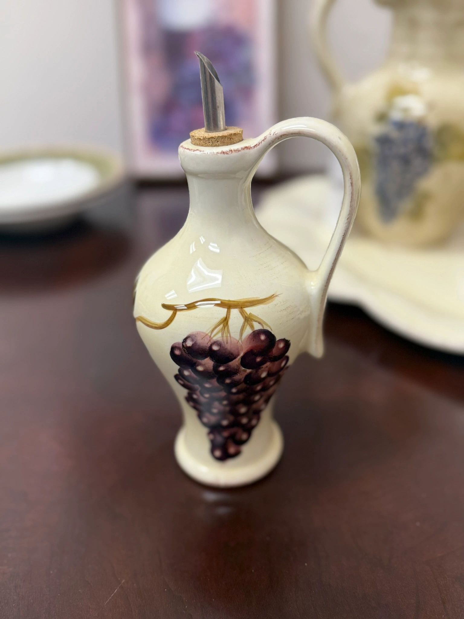 IMG_2306.jpeg TABLETOPS UNLIMITED CERAMIC VINEGAR POUR BOTTLE W/STOPPER - Image 1