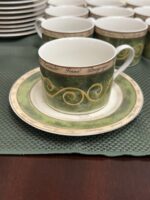 AMERICAN ATELIER BOUQUET GARNI CUP/SAUCER -GREEN/TAN VINES