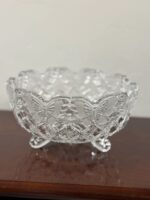 HOFBAUER 3-TOED CRYSTAL BOWL - BUTTERFLY PATTERN - 8" HEAVY