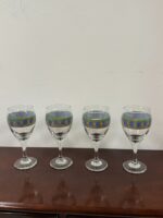 SET OF 4 PFALTZGRAFF AMALFI CLASSIC WINE GLASSES - JEWEL TONE DIAMOND PATTERN - 12 OZ IF FILLED TO RIM