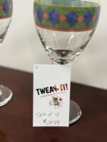 SET OF 4 PFALTZGRAFF AMALFI CLASSIC WINE GLASSES - JEWEL TONE DIAMOND PATTERN - 12 OZ IF FILLED TO RIM - Image 2