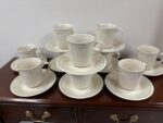 SET OF 10 CORNING WARE "CORELLE" CALICO ROSE CUP AND SAUCER - IVORY - 2 EXTRA SAUCERS