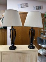 SET OF 2 BLACK METAL TABLE LAMPS - MILDRED BRONZE ASHLEY LAMP
