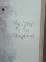 WHITE FRAMED PRINT OF PRECIOUS MOMENTS GIRL WITH "THE LORD IS MY SHEPHARD"