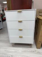 Aobafuir 4 Drawer Dresser -WHITE/GOLD