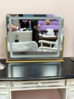 LUXFURNI Vanity Desk with Lighted Mirror, Makeup Vanity Table Set - Image 3